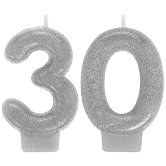 Picture of 30th - SILVER NUMERAL CANDLE