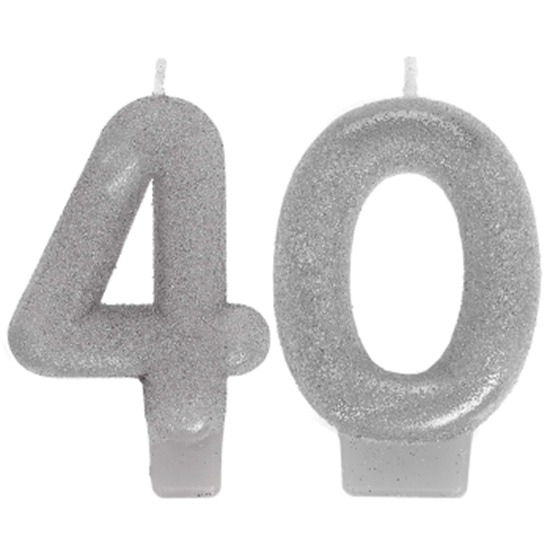 Picture of 40th - SILVER NUMERAL CANDLE