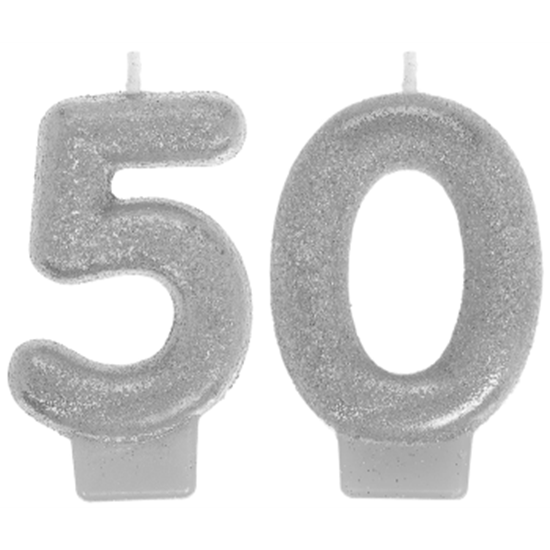Picture of 50th - SILVER NUMERAL CANDLE