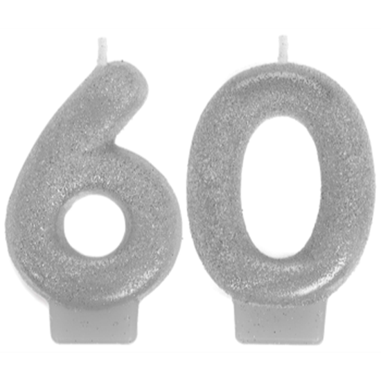 Image sur 60th -SILVER NUMERAL CANDLE