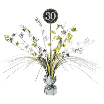 Picture of 30th SPRAY CENTERPIECE - SILVER/GOLD/BLACK