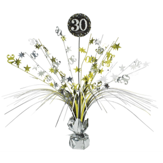 Picture of 30th SPRAY CENTERPIECE - SILVER/GOLD/BLACK