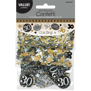 Picture of 30th CONFETTI - 3PK BLACK/GOLD/SILVER