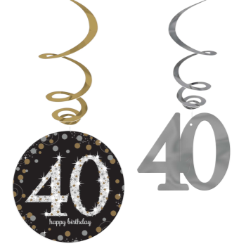 Image de 40th - HANGING SWIRL - BLACK/GOLD/SILVER