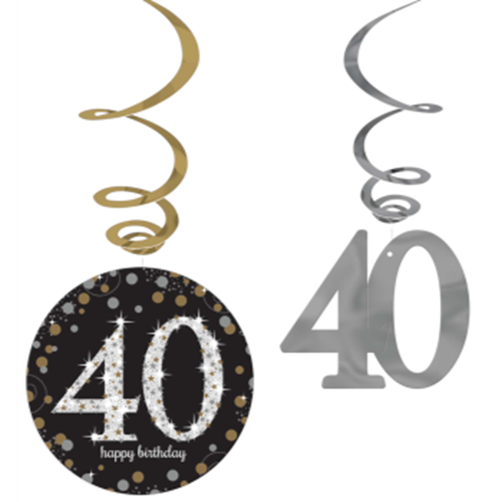 Picture of 40th - HANGING SWIRL - BLACK/GOLD/SILVER
