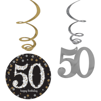Picture of 50th - HANGING SWIRL - BLACK/GOLD/SILVER
