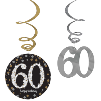 Picture of 60th - HANGING SWIRL - BLACK/GOLD/SILVER