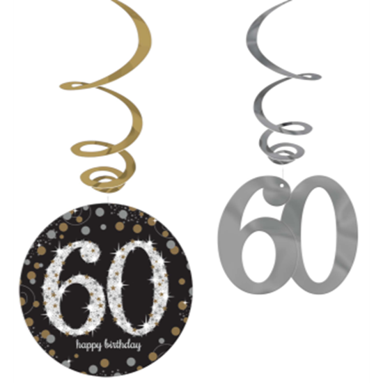 Image sur 60th - HANGING SWIRL - BLACK/GOLD/SILVER