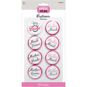 Picture of BRIDE PARTY BUTTONS 8CT
