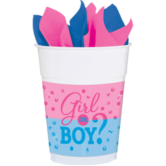 Image sur GENDER REVEAL - GIRL OR BOY? PLASTIC 16OZ CUPS