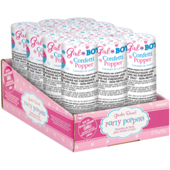 PartyMart. GENDER REVEAL GIRL CONFETTI POPPERS