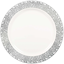 Image de 10" WHITE  PLASTIC PLATES WITH SILVER LACE BORDER