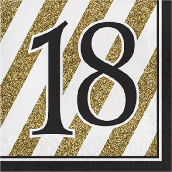Picture of 18th BLACK AND GOLD BIRTHDAY LUNCHEON NAPKIN