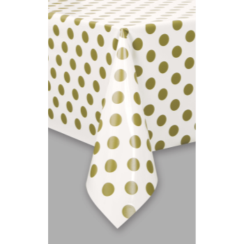 Image de GOLD DOTS  PLASTIC TABLECLOTH