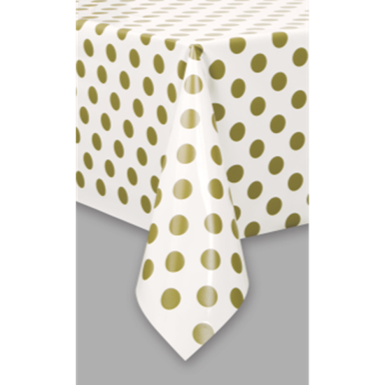 Picture of GOLD DOTS  PLASTIC TABLECLOTH
