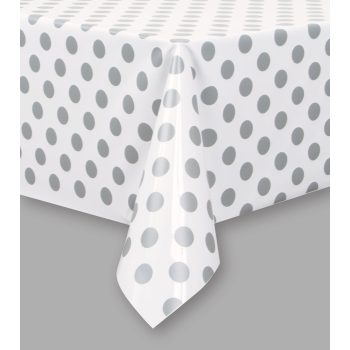 Image de SILVER DOTS  PLASTIC TABLECLOTH