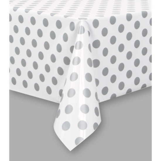 Picture of SILVER DOTS  PLASTIC TABLECLOTH