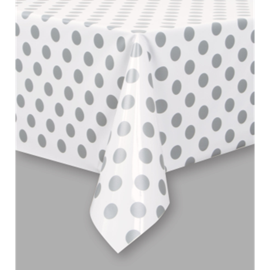 Image sur SILVER DOTS  PLASTIC TABLECLOTH