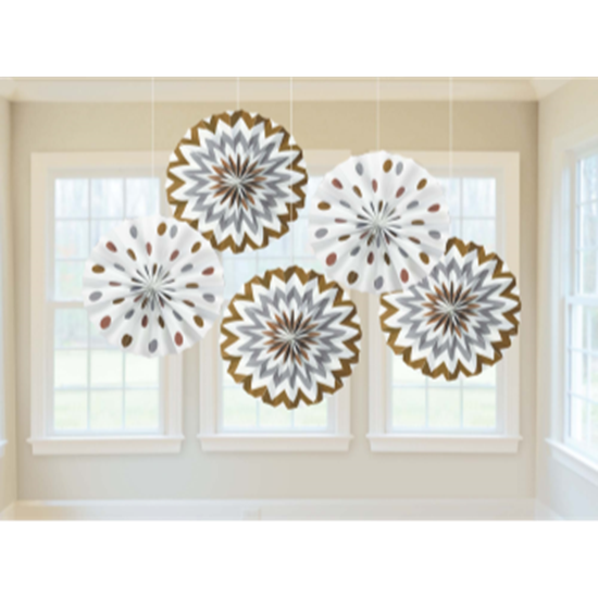 Image sur SILVER AND GOLD DOTS AND CHEVRON FANS
