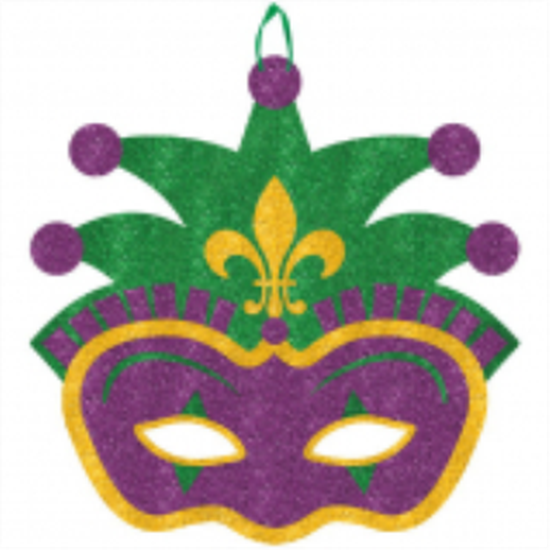 Picture of GLITTER JESTER MASK HANGING DECO