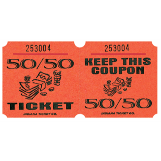 Picture of 50/50 TICKETS ROLL ORANGE -   (1000/rl)