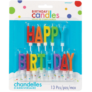 Image de HAPPY BIRTHDAY LETTER CANDLES PRIMARY COLORS