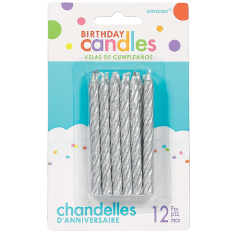 Image de LARGE SPIRAL SILVER GLITTER CANDLE - 12/PK