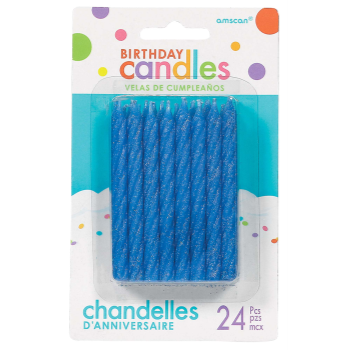Picture of LARGE SPIRAL BLUE GLITTER CANDLE - 12/PK