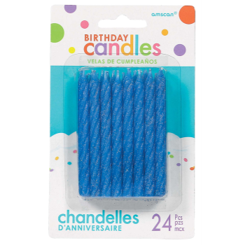 Image de LARGE SPIRAL BLUE GLITTER CANDLE - 12/PK