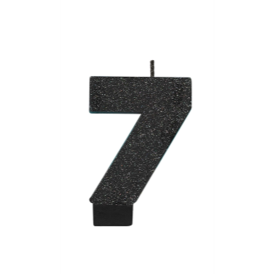 Picture of BLACK GLITTER NUMERAL #7 CANDLE