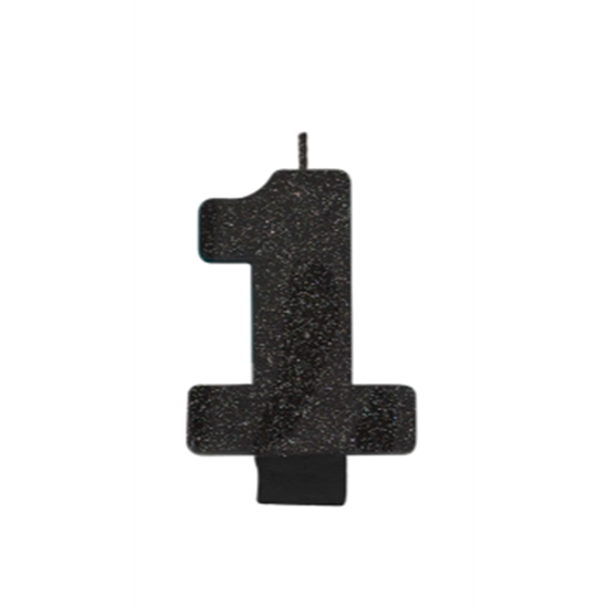 Picture of BLACK GLITTER NUMERAL #1 CANDLE