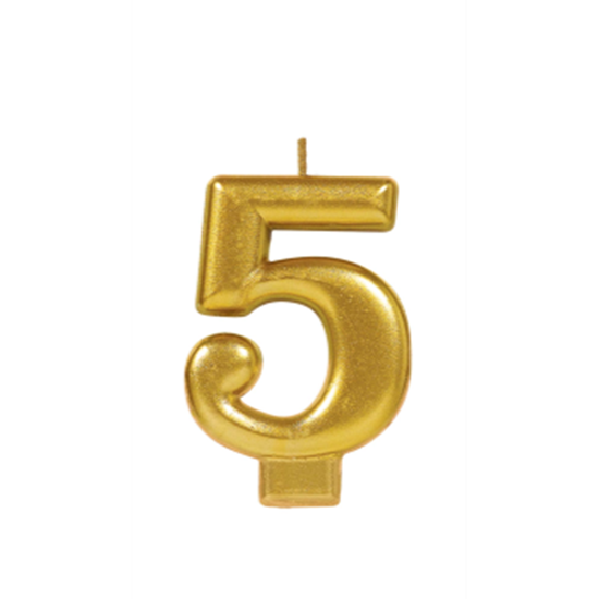 Picture of GOLD METALLIC NUMERAL #5 CANDLE