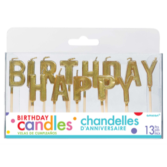 Image sur HAPPY BIRTHDAY GOLD PICK CANDLES