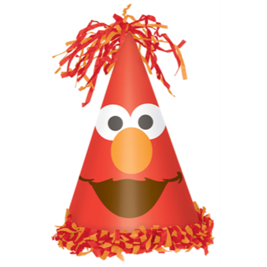 Picture of ELMO TURNS 1 - CONE PAPER HAT RED