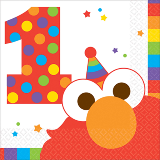 Image sur ELMO TURNS 1 -  BEVERAGE NAPKINS