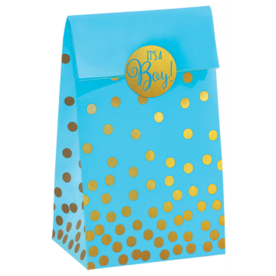 Picture of BLUE FAVOR BAGS WITH GOLD POLKA DOTS