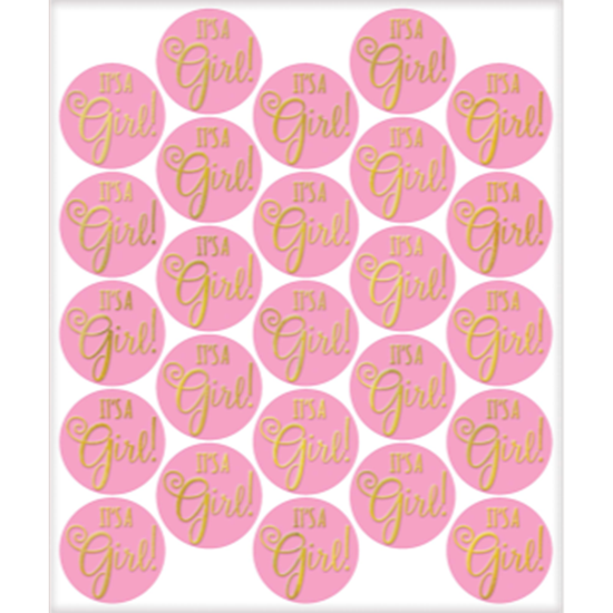 Picture of IT'S A GIRL PINK AND GOLD SEALS