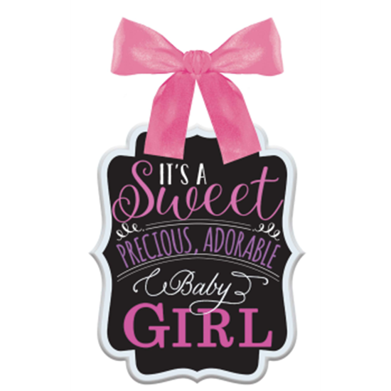 Picture of IT'S A GIRL HANGING SIGN WITH BOW