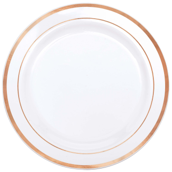 Image de 7 1/2" PREMIUM WHITE PLATE W/ ROSE GOLD BORDER 20CT