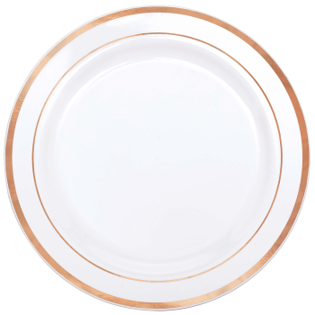 Image de 10" PREMIUM WHITE PLATE WITH ROSE GOLD BORDER