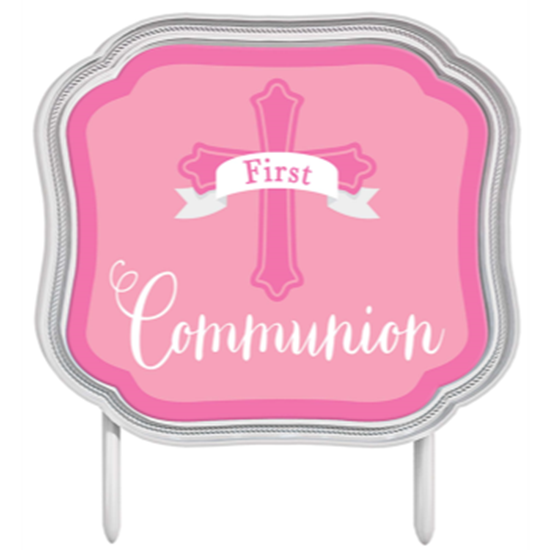 Picture of DECOR - COMMUNION CAKE TOPPER - PINK