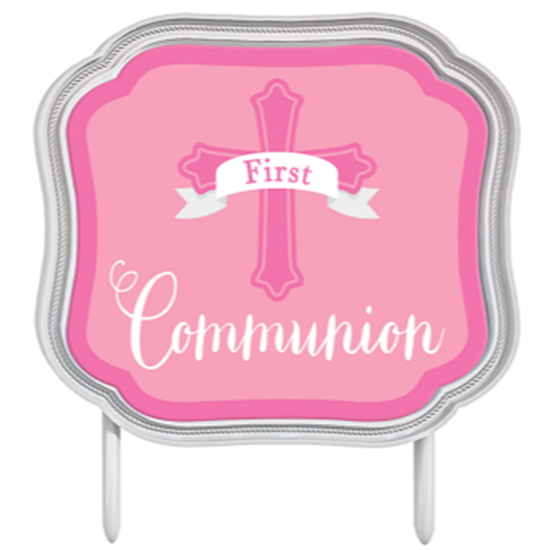 Image sur DECOR - COMMUNION CAKE TOPPER - PINK