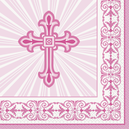 Picture of TABLEWARE - RADIANT CROSS PINK LUNCHEON NAPKINS