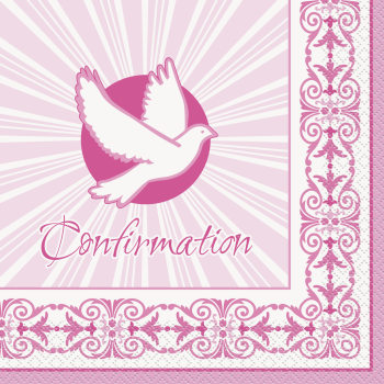 Image de TABLEWARE - RADIANT CROSS PINK LUNCHEON NAPKINS - CONFIRMATION