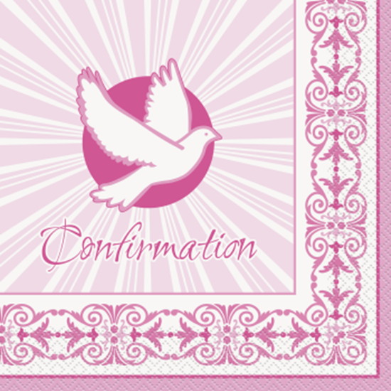 Image sur TABLEWARE - RADIANT CROSS PINK LUNCHEON NAPKINS - CONFIRMATION