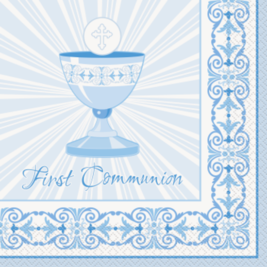 Picture of TABLEWARE - RADIANT CROSS BLUE LUNCHEON NAPKINS - COMMUNION