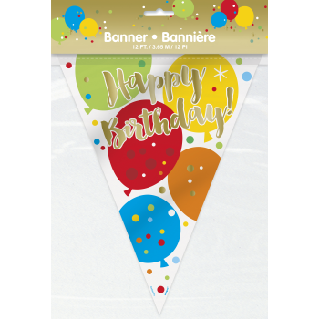 Image de DECOR - GLITZY GOLD BALLOONS PLASTIC PENNANT BIRTHDAY BANNER