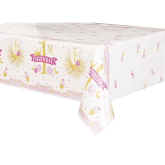 Image sur 1st BIRTHDAY PINK AND GOLD - TABLE COVER