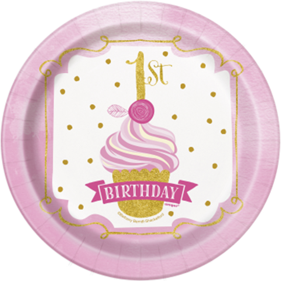 Image sur 1st BIRTHDAY PINK AND GOLD - 7" PLATES