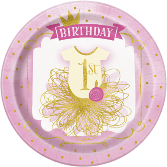 Image sur 1st BIRTHDAY PINK AND GOLD - 9" PLATES